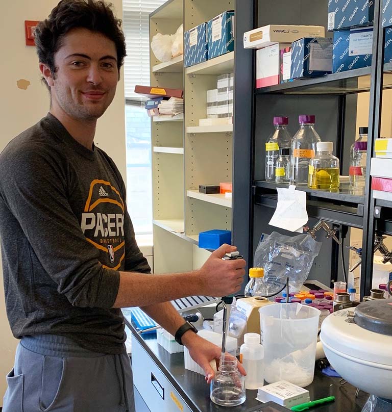 Nick Imperiale working in the lab.