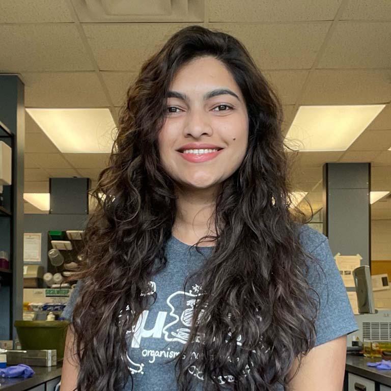 Tanmaya Rasal in the lab.